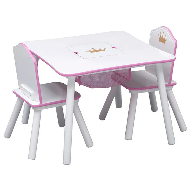 Delta Children Princess Crown Kids Chair Set And Table - White/Pink