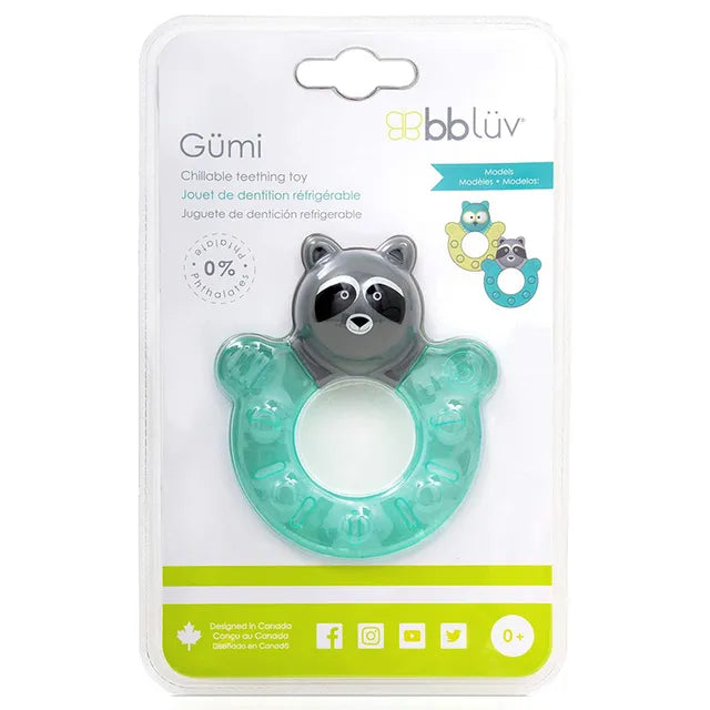 Bbluv Gumi Freezable Teething Toy Raccon - Aqua - Laadlee