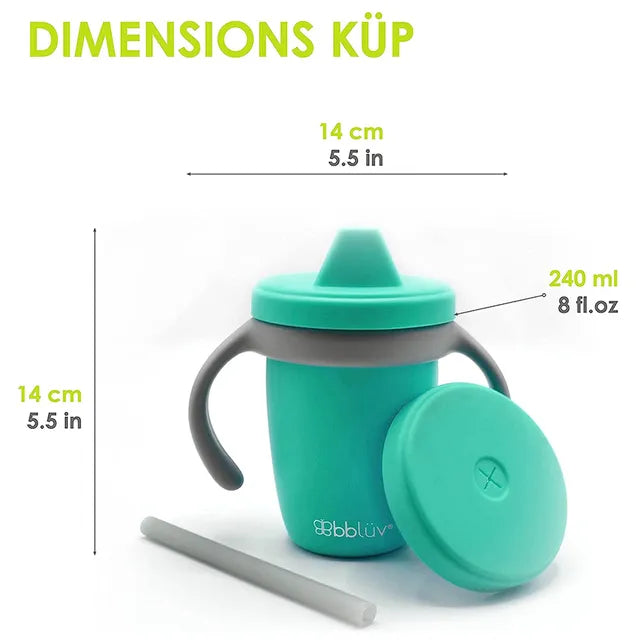 Bbluv Kup Convertible Silicone Sippy Cup - Aqua - Laadlee