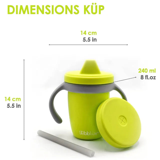 Bbluv Kup Convertible Silicone Sippy Cup - Lime - Laadlee
