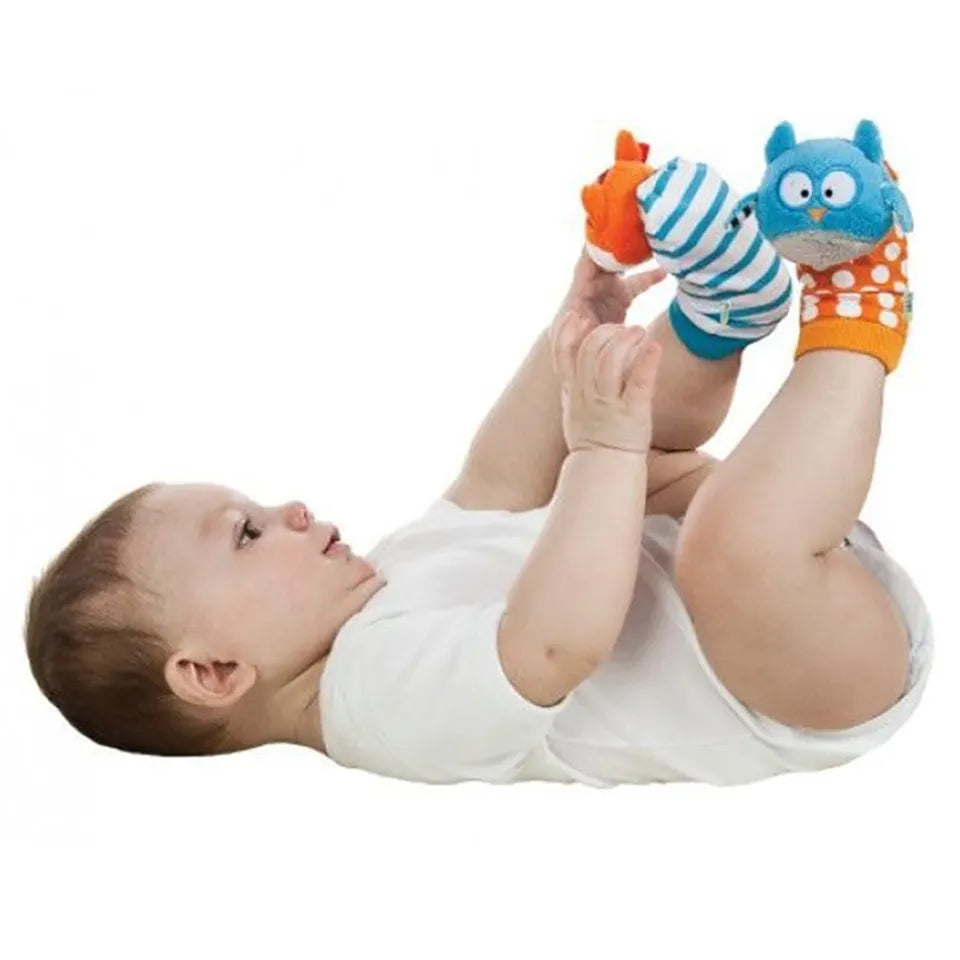 Bbluv Duo Foot Finders Socks with Rattle - Owl And Fox - Laadlee