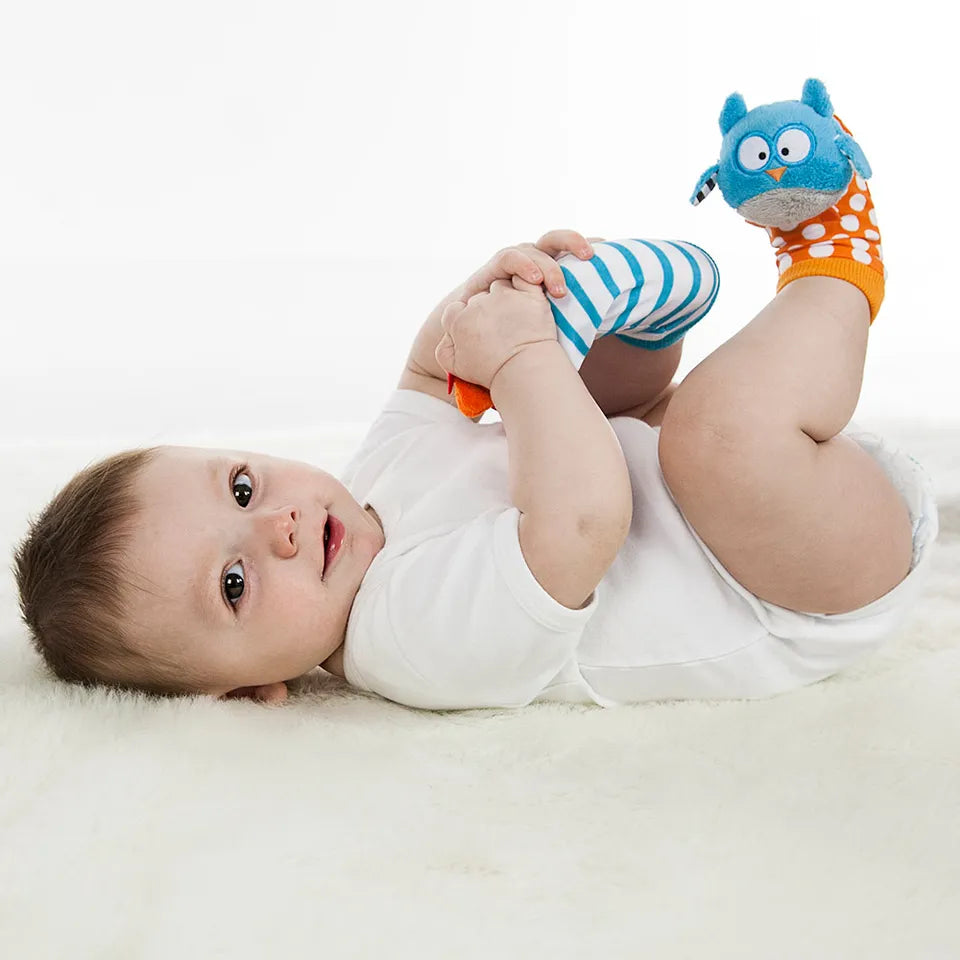 Bbluv Duo Foot Finders Socks with Rattle - Owl And Fox - Laadlee