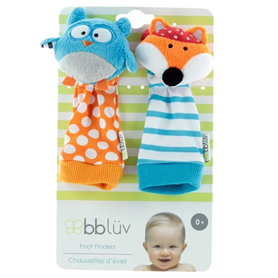 Bbluv Duo Foot Finders Socks with Rattle - Owl And Fox - Laadlee