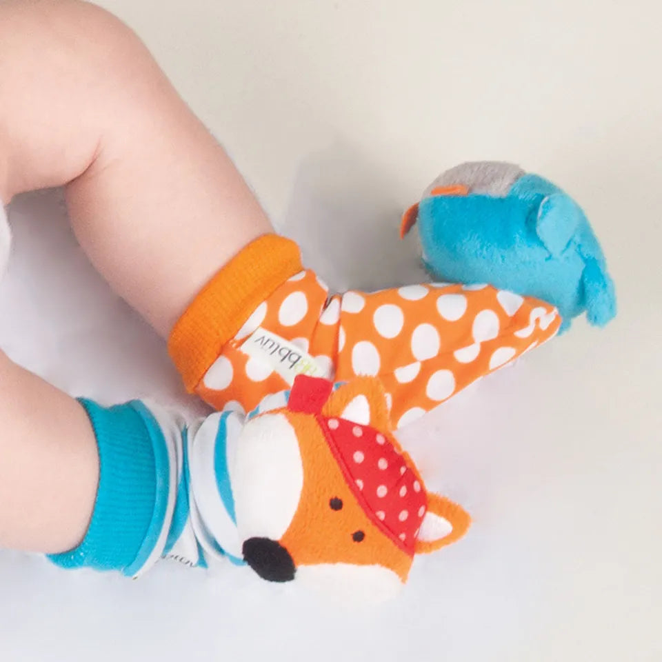 Bbluv Duo Foot Finders Socks with Rattle - Owl And Fox - Laadlee