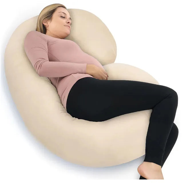 Pharmedoc C-Shape Full Body Pregnancy Pillow With Organic Jersey Fabric Cover - Laadlee