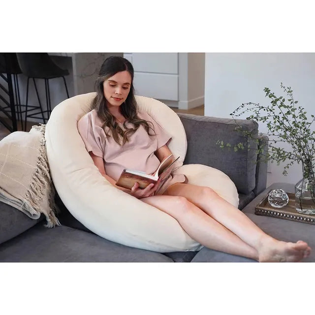 Pharmedoc C-Shape Full Body Pregnancy Pillow With Organic Jersey Fabric Cover - Laadlee