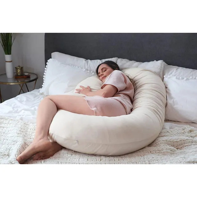 Pharmedoc C-Shape Full Body Pregnancy Pillow With Organic Jersey Fabric Cover - Laadlee