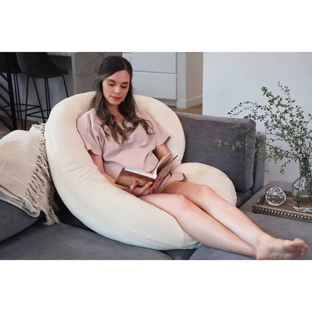 Pharmedoc C-Shape Full Body Pregnancy Pillow With Organic Jersey Fabric Cover