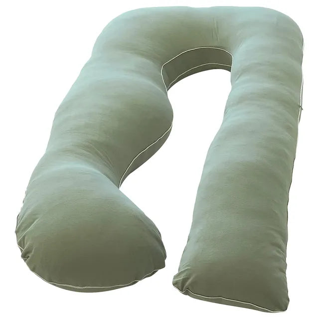 Pharmedoc U-Shape Full Body Pregnancy Pillow With Jersey Cotton Cover - Sage - Laadlee