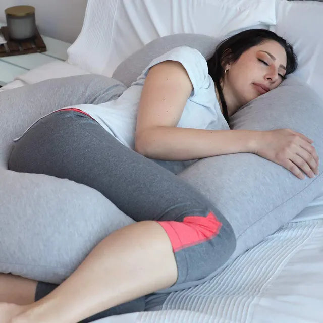 Pharmedoc C-Shape Pregnancy Pillow With Jersey Cover - Grey