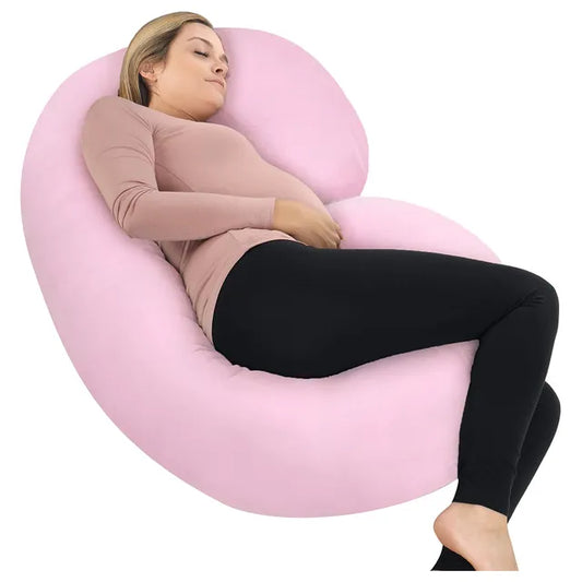 Pharmedoc C-Shape Pregnancy Pillow With Jersey Cover - Light Pink