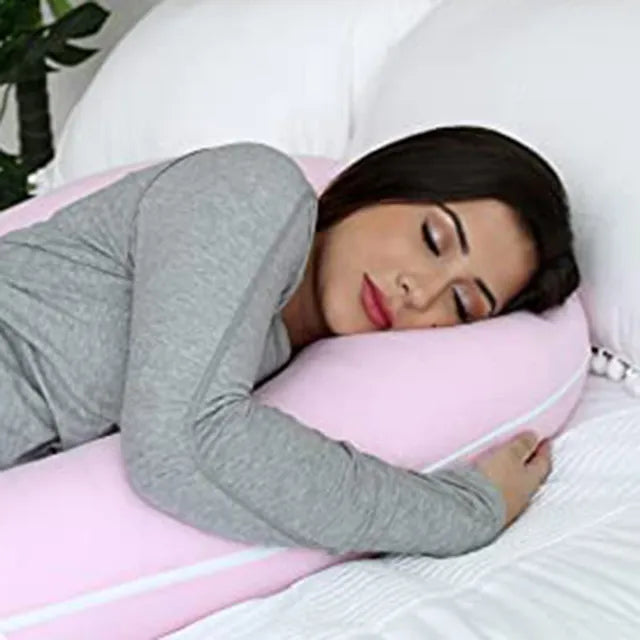 Pharmedoc C-Shape Pregnancy Pillow With Jersey Cover - Light Pink - Laadlee