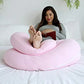 Pharmedoc C-Shape Pregnancy Pillow With Jersey Cover - Light Pink - Laadlee