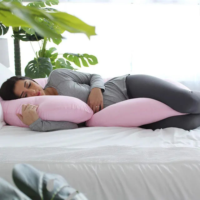 Pharmedoc C-Shape Pregnancy Pillow With Jersey Cover - Light Pink - Laadlee