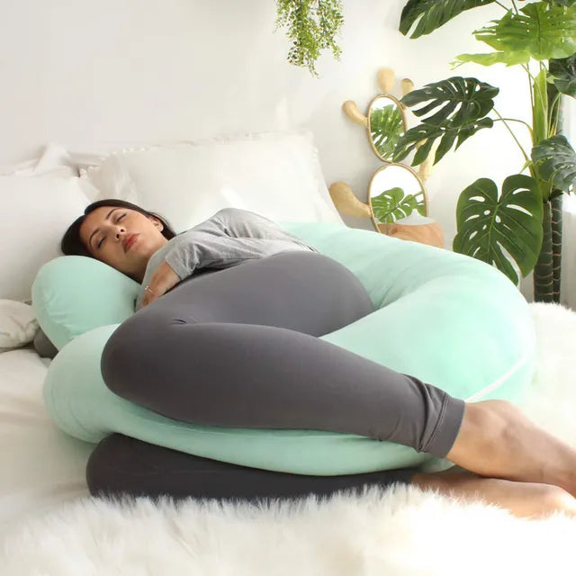 Pharmedoc C-Shape Pregnancy Pillow With Jersey Cover - Mint - Laadlee