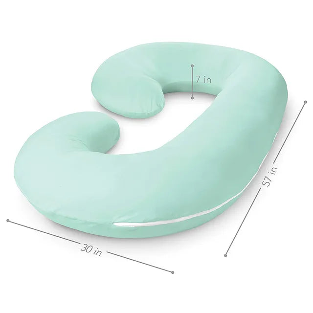 Pharmedoc C-Shape Pregnancy Pillow With Jersey Cover - Mint - Laadlee