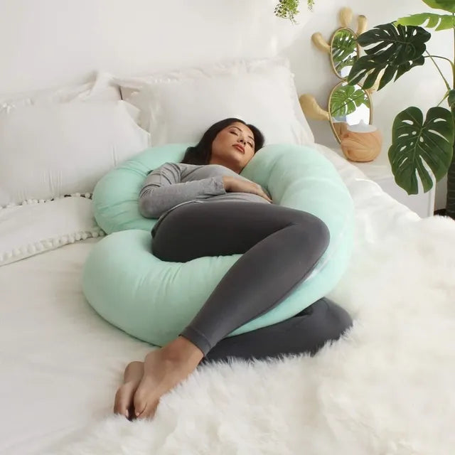 Pharmedoc C-Shape Pregnancy Pillow With Jersey Cover - Mint - Laadlee