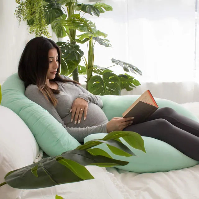 Pharmedoc C-Shape Pregnancy Pillow With Jersey Cover - Mint - Laadlee