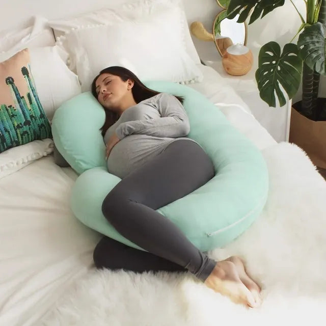 Pharmedoc C-Shape Pregnancy Pillow With Jersey Cover - Mint - Laadlee