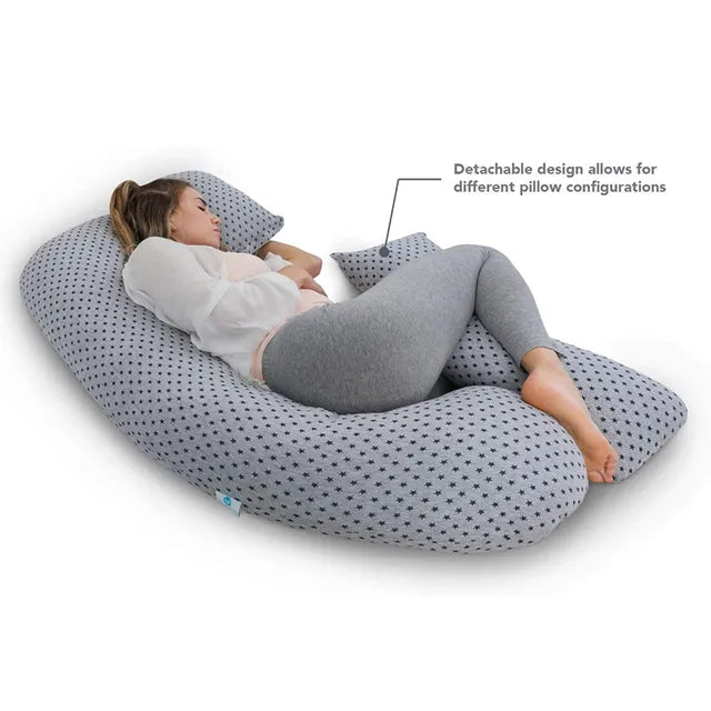 Pharmedoc U-Shape Pregnancy Pillow With Jersey Cover - Grey Stars - Laadlee