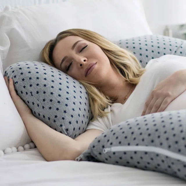Pharmedoc U-Shape Pregnancy Pillow With Jersey Cover - Grey Stars - Laadlee