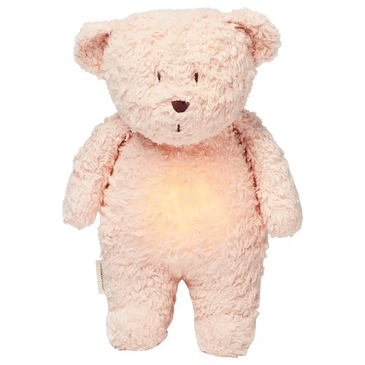 Moonie Organic Humming Bear Friend with Lamp - Rose Natur