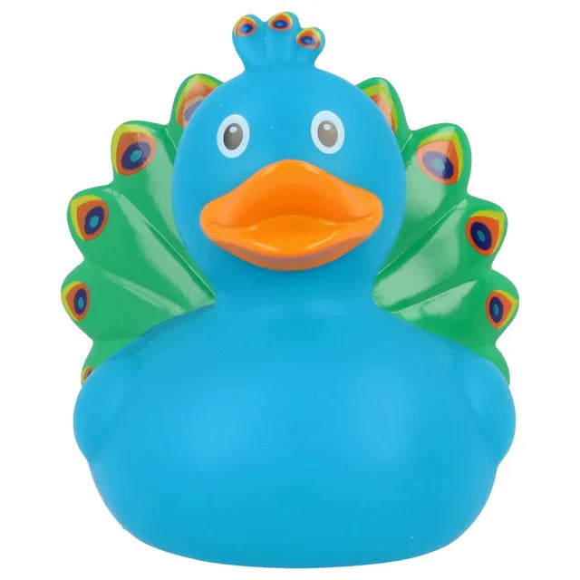 Lilalu Bath Toy Peacock Rubber Duck - Blue