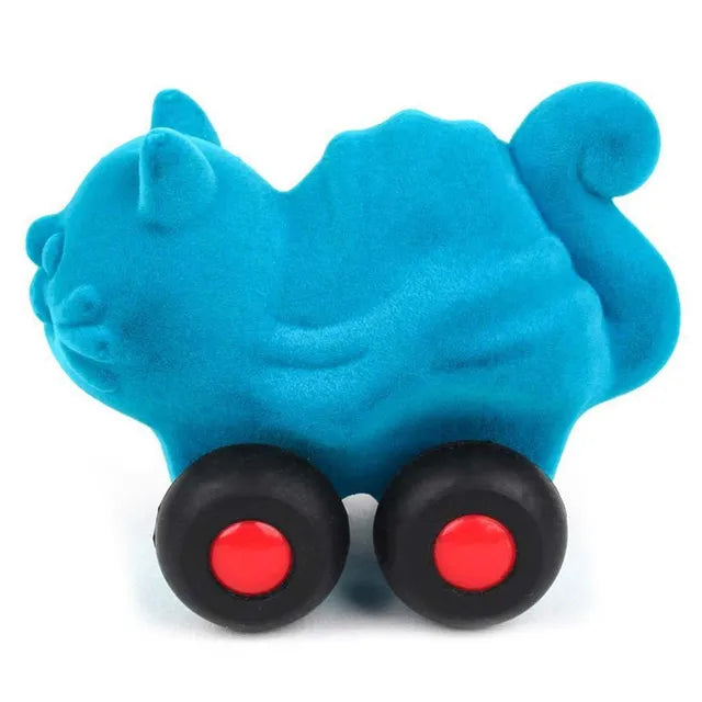 Rubbabu Aniwheelies Cat Small - Blue