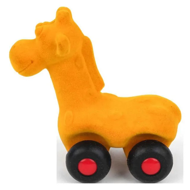 Rubbabu Aniwheelies Giraffe Small - Warm Yellow