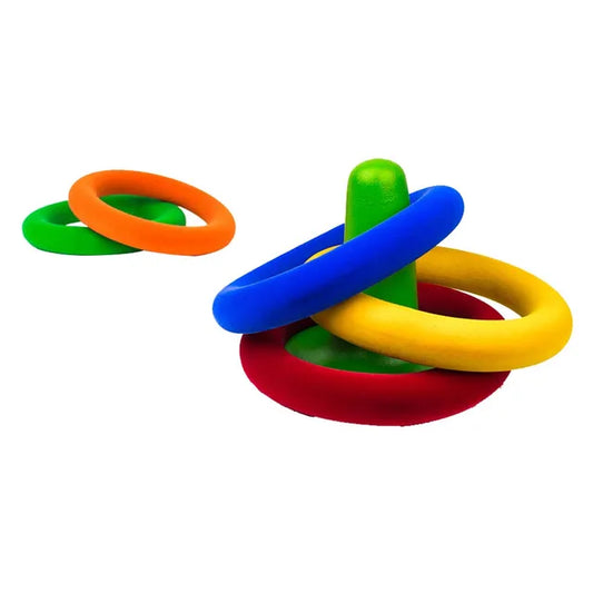 Rubbabu Soft Baby Educational Toy Ring Toss Set - 18 Cms