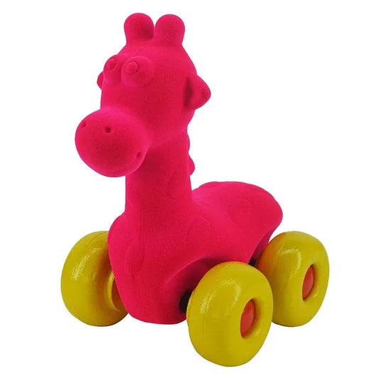 Rubbabu Aniwheelies Giraffe Large - Pink