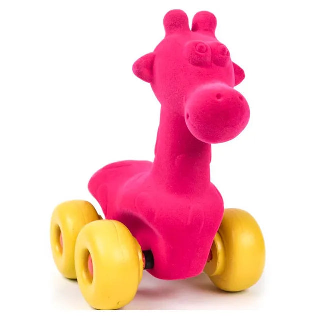 Rubbabu Aniwheelies Giraffe Large - Pink