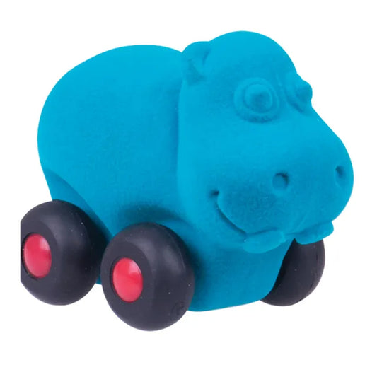 Rubbabu Aniwheelies Hippo Small - Light Blue