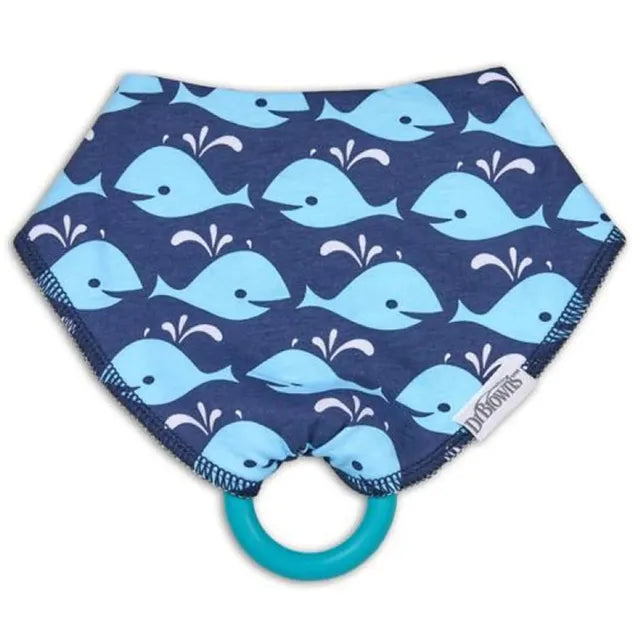 Dr. Brown's Whales Bandana Bib With Teether - Blue - Laadlee