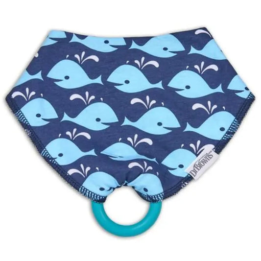 Dr. Brown's Whales Bandana Bib With Teether - Blue