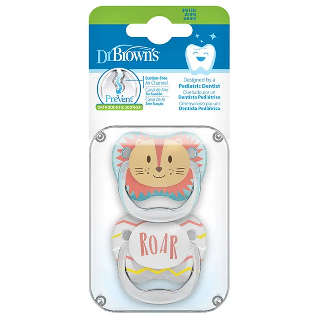 Dr. Brown's Prevent Stage 1 Printed Shield Soother - Pack of 2 - Teal & Gray - Laadlee