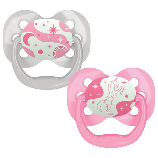 Dr. Brown's Advantage Stage 1 Glow In The Dark Pacifier- Pack of 2 - Pink