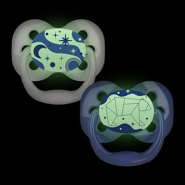 Dr. Brown's Advantage Stage 1 Glow In The Dark Pacifier- Pack of 2 - Blue - Laadlee