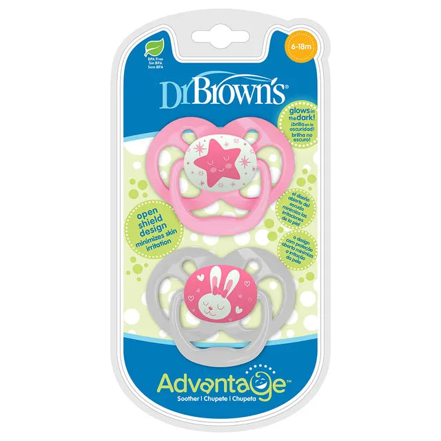 Dr. Brown's Stage 2 Advantage Pacifier - Pack of 2 - Pink