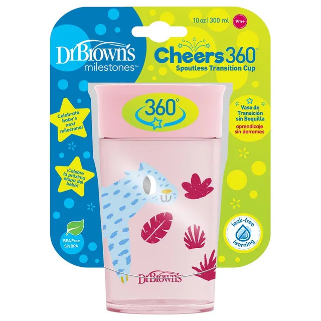 Dr. Brown's Smooth Wall Cheers 360 Cup - 300ml - Pink - Laadlee