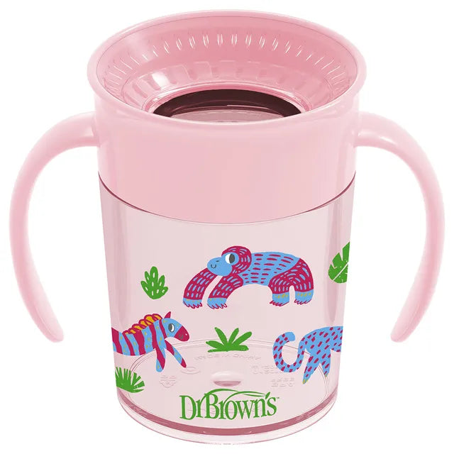 Dr. Brown's Smooth Wall Cheers 360 Cup with Handles 200ml - Pink - Laadlee