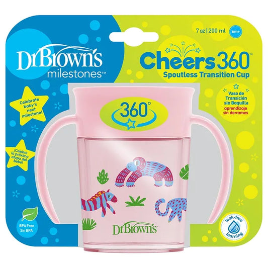 Dr. Brown's Smooth Wall Cheers 360 Cup with Handles 200ml - Pink
