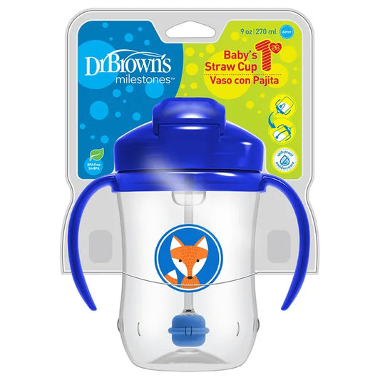 Dr. Brown's Baby's First Straw Cup with Handles - 270 ml - Blue