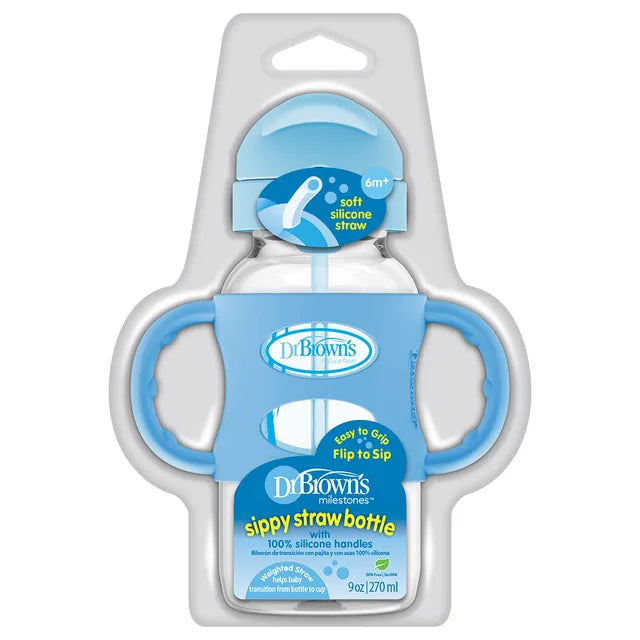 Dr. Brown's PP Wide Neck Options+ Blue Rainbows Bottle with Sippy Spout 270ml - Laadlee