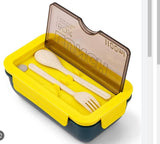 Eazy Kids 2 Compartment Lunch Box With Utensils 1100ml - Yellow