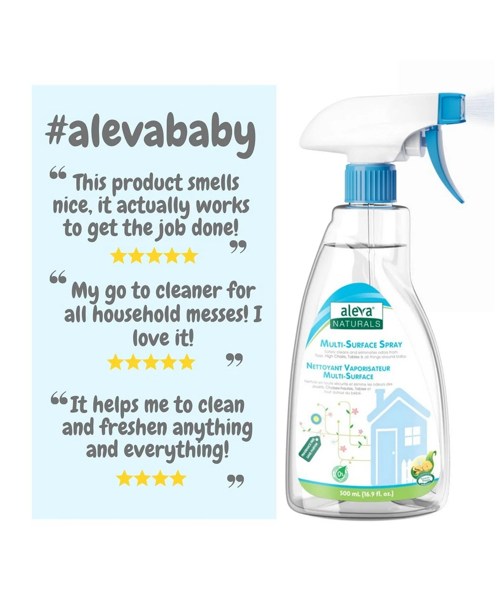 Aleva Naturals Multi-Surface Spray - Fragrance Free - 500ml - Laadlee