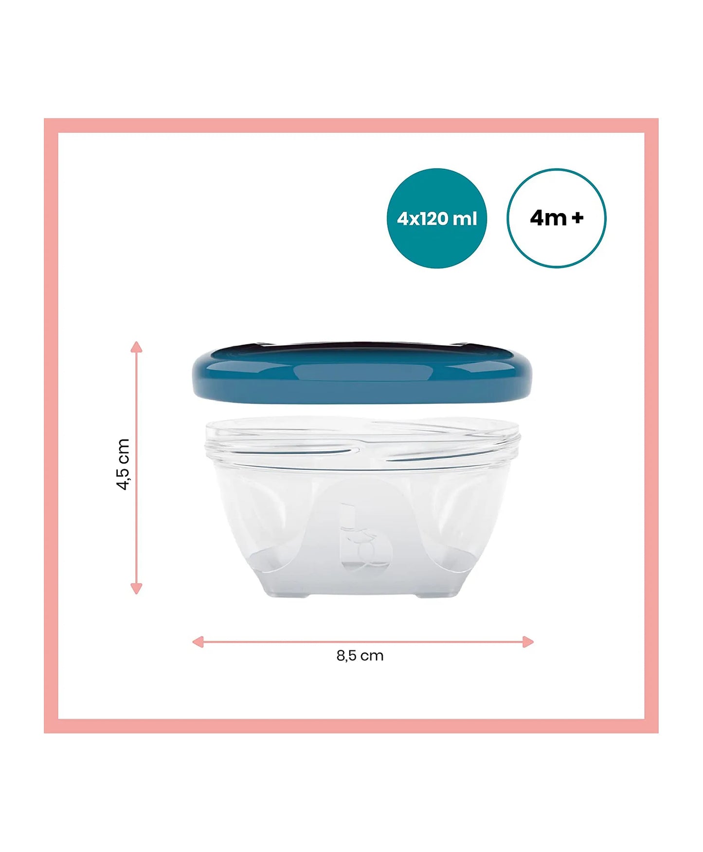 Babymoov Babybols Airtight Food Storage Containers 120ml - Pack of 4