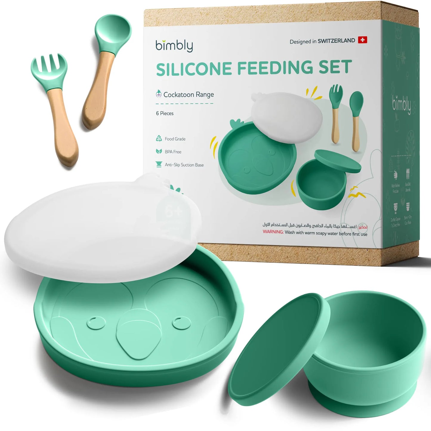 Bimbly 6-in-1 Baby Feeding Set - Green - Laadlee