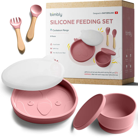 Bimbly 6-in-1 Baby Feeding Set - Pink - Laadlee