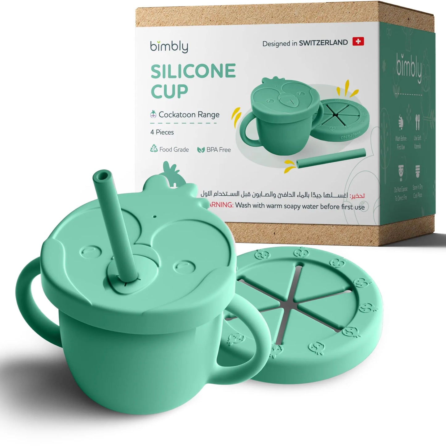 Bimbly Multi-Use Silicone Cup 3 In 1 - Green - Laadlee